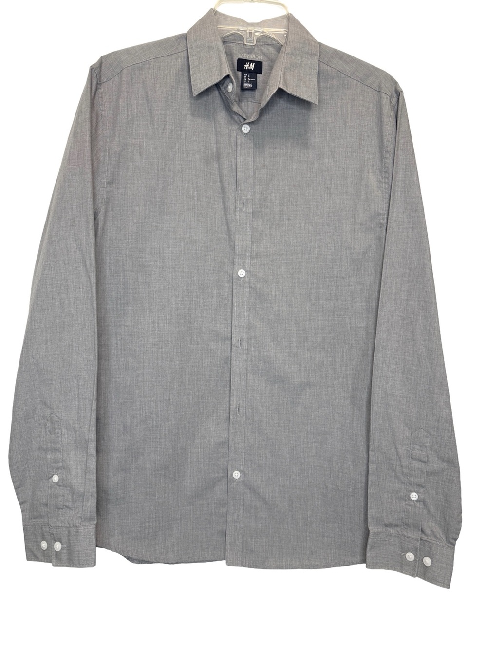 EUC-H&M Easy Iron Slim Fit Button Down Long Sleeve Men's Dress Shirt Grey MD